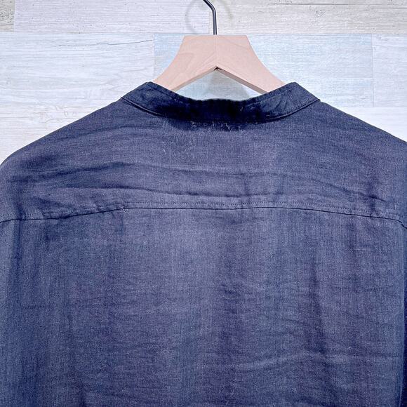 Baird McNutt Murano 100% Irish Linen Notch Collar Shirt Black Mens 3XB 3X Big - Picture 4 of 6